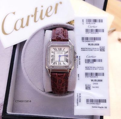 đồng hồ cartier nữ đẹp dây da mặt vuông giá rẻ tại tphcm