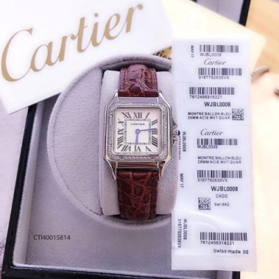 đồng hồ cartier nữ đẹp dây da mặt vuông giá rẻ tại tphcm