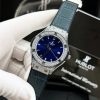 Đồng hồ Hublot giá rẻ nữ đính full đá màu xanh dương máy Nhật