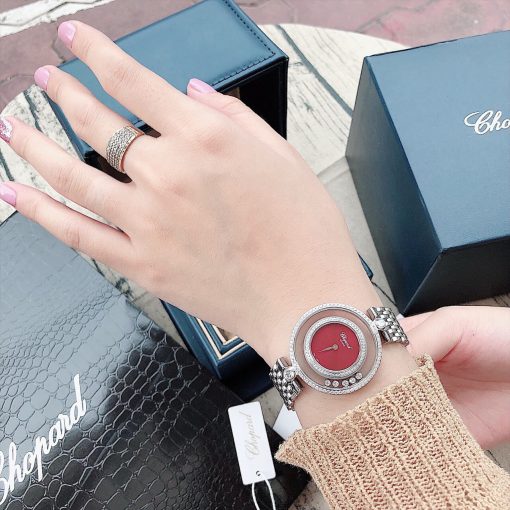 Đồng hồ nữ Chopard dòng Happy Diamond Real sapphire đỏ replica 1:1 Đồng hồ nữ Chopard dòng Happy Diamond Real sapphire đỏ replica 1:1
