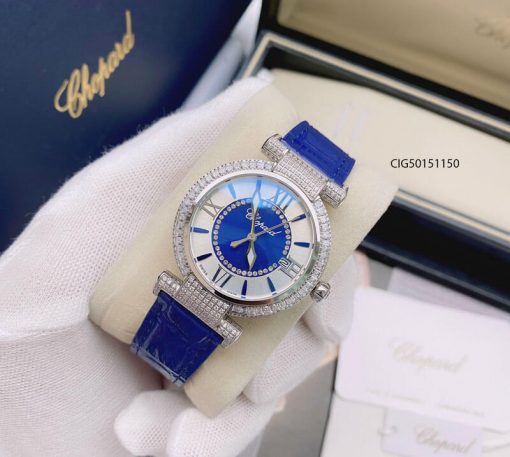 CIG50151150-Chopard-da-xanh-1 Đồng hồ nữ Chopard Imperiale dây da màu xanh