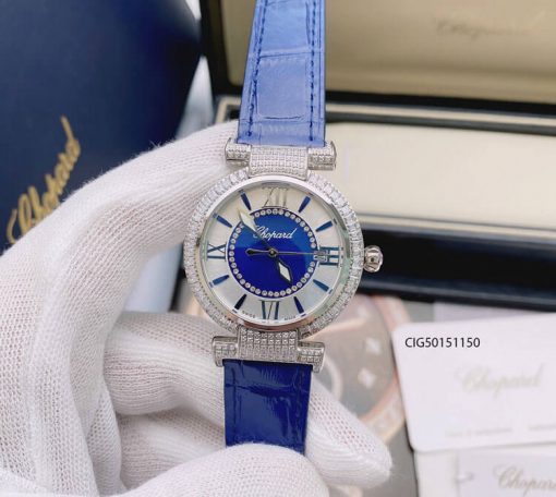 CIG50151150-Chopard-da-xanh-9 Đồng hồ nữ Chopard Imperiale dây da màu xanh