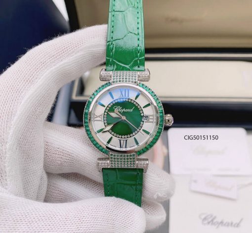 CIG50151150-da-xanh-la-10 Đồng hồ nữ Chopard Imperiale dây da màu xanh