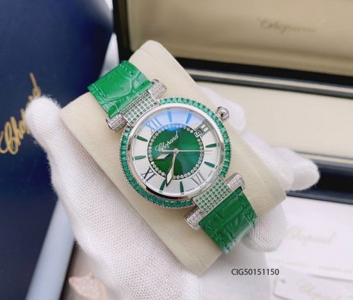 CIG50151150-da-xanh-la-2 Đồng hồ nữ Chopard Imperiale dây da màu xanh