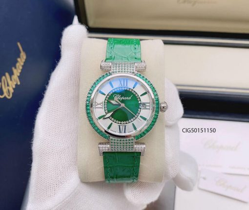 CIG50151150-da-xanh-la-3 Đồng hồ nữ Chopard Imperiale dây da màu xanh