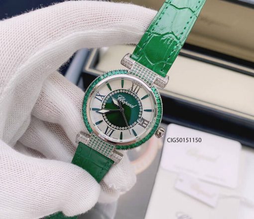 CIG50151150-da-xanh-la-8 Đồng hồ nữ Chopard Imperiale dây da màu xanh