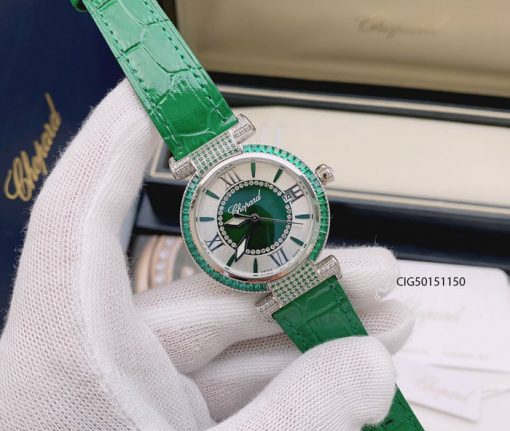 CIG50151150-da-xanh-la-9 Đồng hồ nữ Chopard Imperiale dây da màu xanh