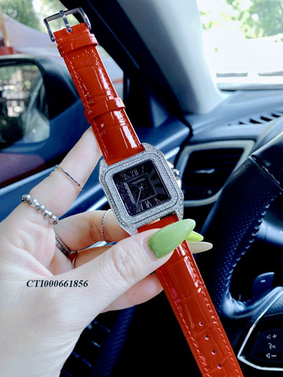 CTI000661856-CARTIER-nữ-dây-da-viền-đá-(11) Đồng Hồ Cartier nữ dây da đỏ vân viền đá cao cấp