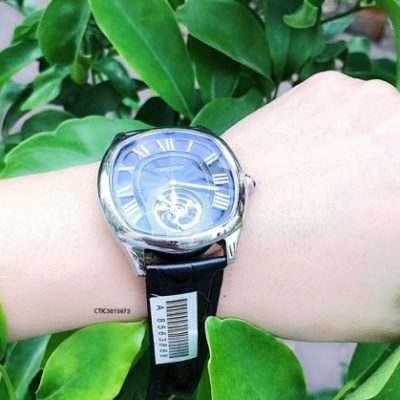 Đồng Hồ Cartier Automatic Nam dây da đen cao cấp