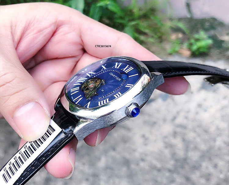 Đồng Hồ Cartier Automatic Nam dây da đen cao cấp