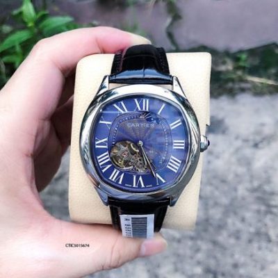 Đồng Hồ Cartier Automatic Nam dây da đen cao cấp