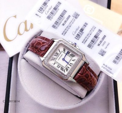 đồng hồ cartier nữ đẹp dây da mặt vuông giá rẻ tại tphcm