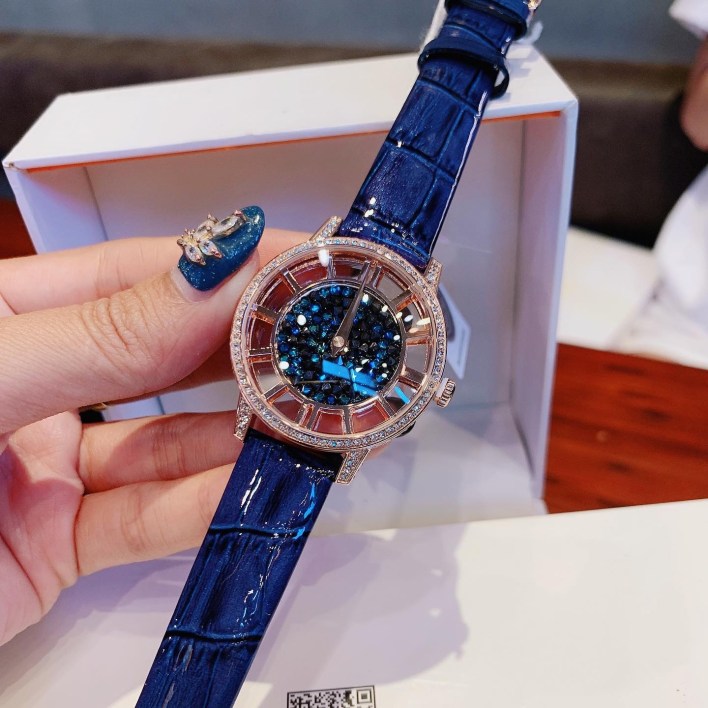 dong-ho-davena-nu-day-da-mau-xanh-duong-1 Đồng hồ Davena nữ dây da màu xanh dương