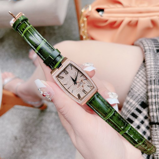 Đồng hồ Davena nữ dây da màu xanh lá cây Đồng hồ Davena nữ dây da màu xanh lá cây