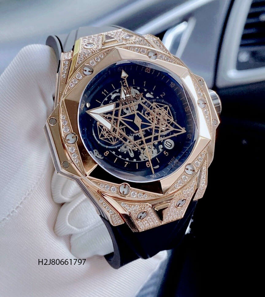 Đồng hồ Hublot Nam Bang Sang Bleu II đính đá cao cấp Máy pin Nhật