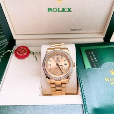 Đồng hồ Rolex Nam máy cơ đính đá dây mạ vàng cao cấp