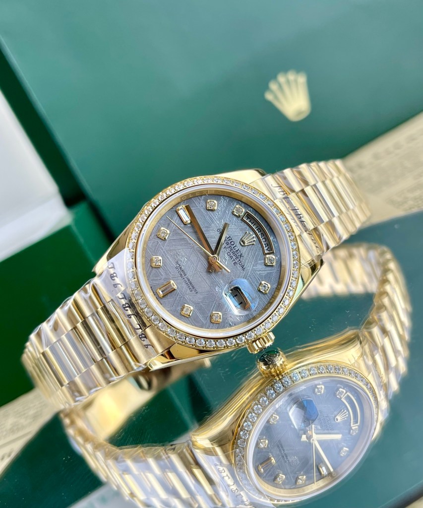 Đồng Hồ Rolex Mặt Thiên Thạch Day-Date Mạ Vàng 18K Fake 11