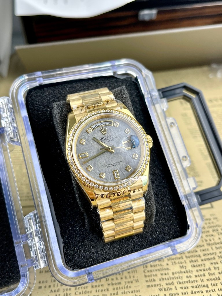 Đồng Hồ Rolex Mặt Thiên Thạch Day-Date Mạ Vàng 18K Fake 11 RAF