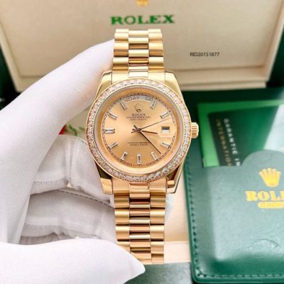 Đồng hồ Rolex Nam máy cơ đính đá dây mạ vàng cao cấp
