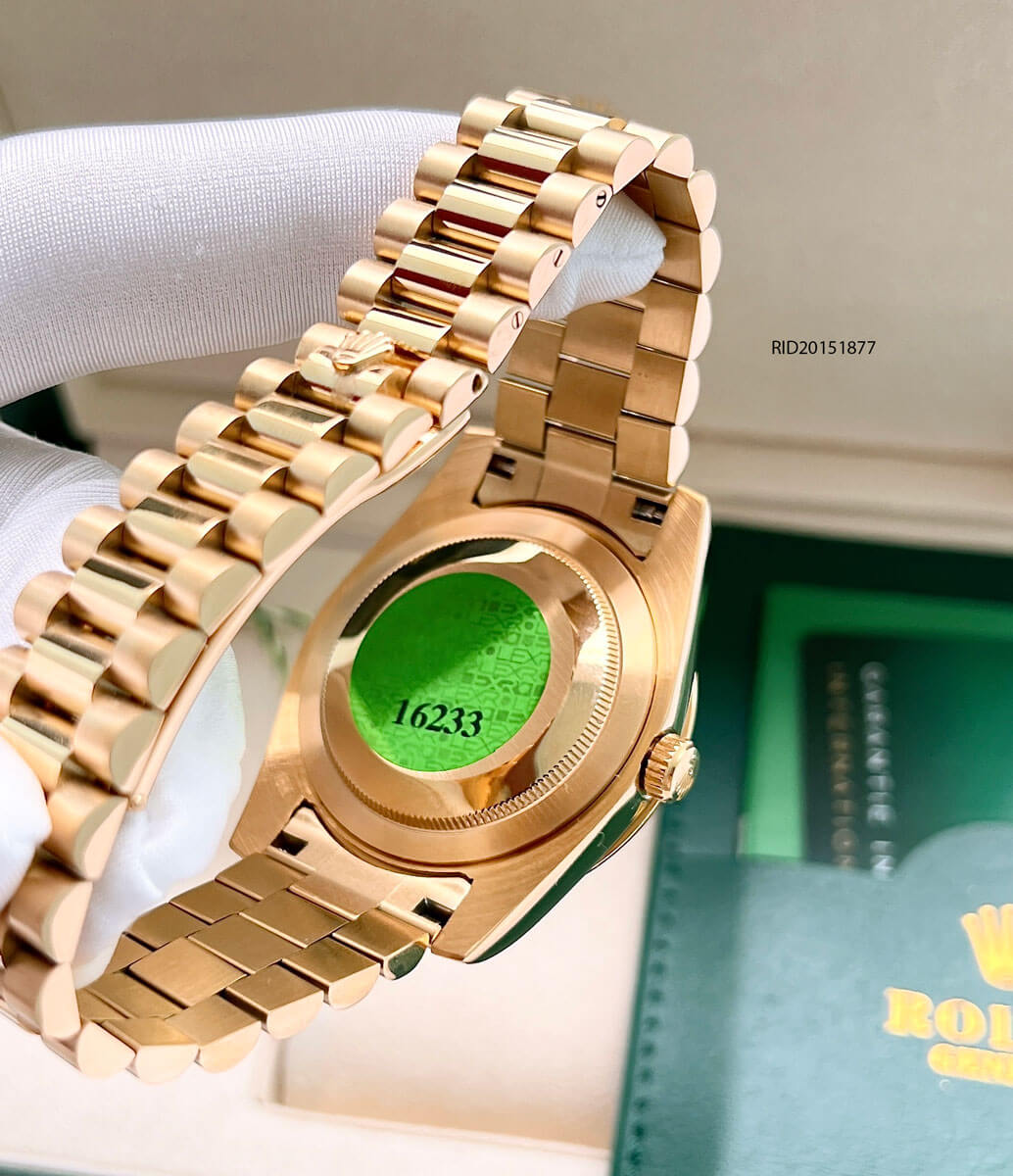 Đồng hồ nam Rolex máy cơ đính đá dây mạ vàng mặt nâu