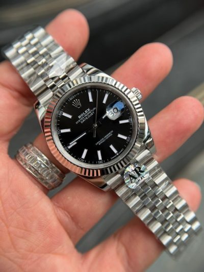 Đồng hồ Rolex Rep 11 DateJust AR Factory Mặt Đen Cọc số dạ quang