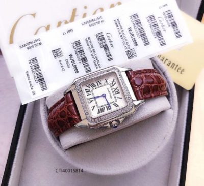 đồng hồ cartier nữ đẹp dây da mặt vuông giá rẻ tại tphcm