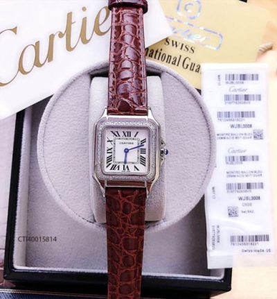 đồng hồ cartier nữ đẹp dây da mặt vuông giá rẻ tại tphcm