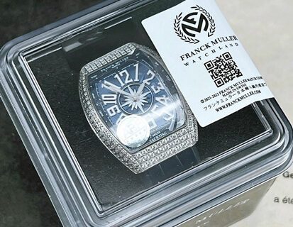 Đồng hồ nữ Franck Muller V32 ABF máy Thụy Sĩ viền đá dây xanh dương siêu cấp