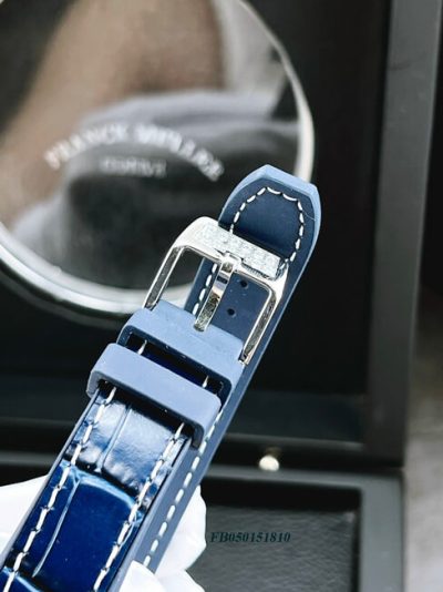 Đồng hồ nữ Franck Muller V32 ABF máy Thụy Sĩ viền đá dây xanh dương siêu cấp