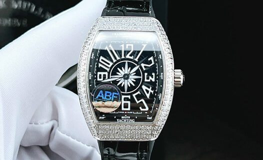 Đồng hồ nữ Franck Muller V32 ABF máy Thụy Sĩ viền đá dây đen siêu cấp