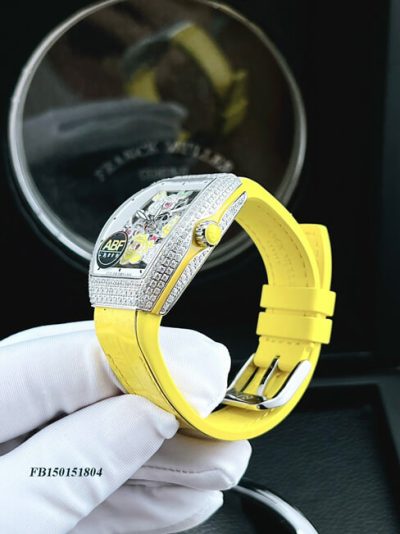 Đồng hồ nữ Franck Muller V32 ABF dây silicon màu vàng máy thụy sĩ