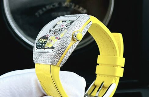 Đồng hồ nữ Franck Muller V32 ABF dây silicon màu vàng máy thụy sĩ