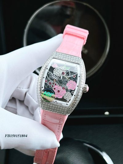 Đồng hồ nữ Franck Muller V32 ABF dây silicon màu hồng máy thụy sĩ