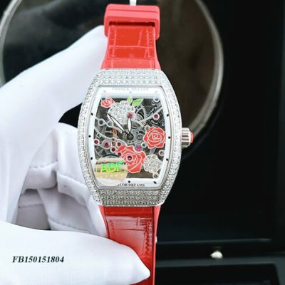 Đồng hồ nữ Franck Muller V32 ABF dây silicon màu đỏ máy thụy sĩ