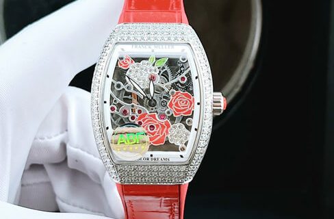 Đồng hồ nữ Franck Muller V32 ABF dây silicon màu đỏ máy thụy sĩ