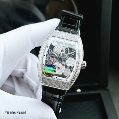 Đồng hồ nữ Franck Muller V32 ABF máy Thụy Sĩ mặt hoa dây da đen