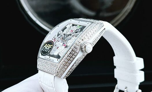 Đồng hồ nữ Franck Muller V32 ABF máy Thụy Sĩ mặt hoa dây da trắng