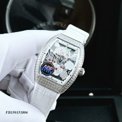 Đồng hồ nữ Franck Muller V32 ABF máy Thụy Sĩ mặt hoa dây da trắng