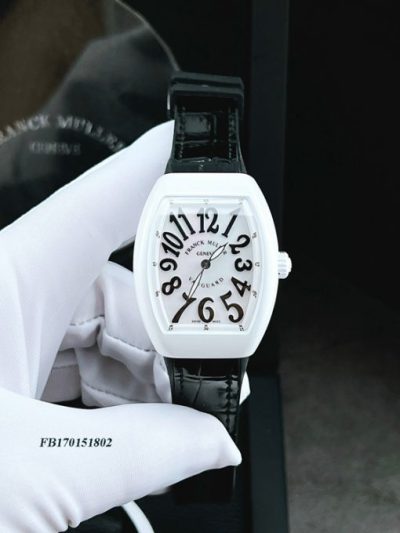 Đồng hồ nữ Franck Muller V32 ABF dây da bọc silicon màu đen