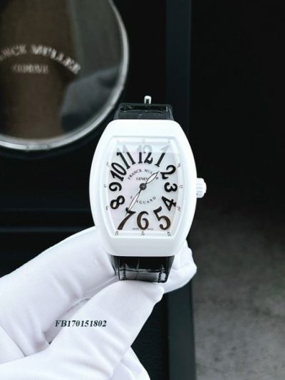 Đồng hồ nữ Franck Muller V32 ABF dây da bọc silicon màu đen