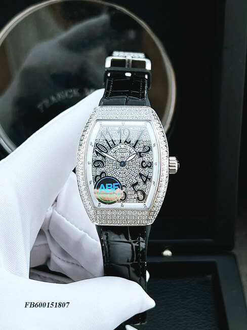FB600151807-franck-muller-dây-đen-mặt-full-đá-(6) Đồng hồ nữ Franck Muller V32 ABF máy Thụy Sĩ dây da đen mặt full đá