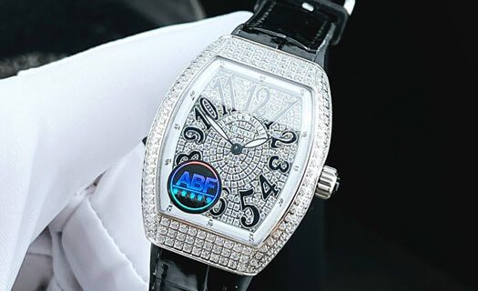 Đồng hồ nữ Franck Muller V32 ABF máy Thụy Sĩ dây da đen mặt full đá