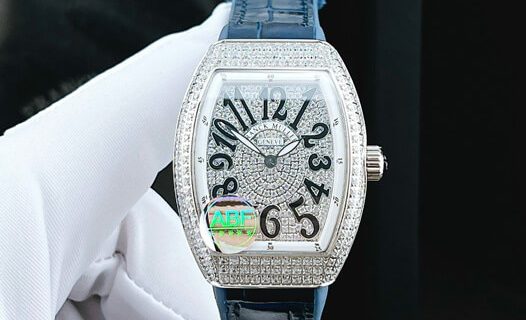 Đồng hồ nữ Franck Muller V32 ABF máy Thụy Sĩ dây da xanh siêu cấp