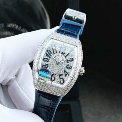 Đồng hồ nữ Franck Muller V32 ABF máy Thụy Sĩ dây da xanh siêu cấp