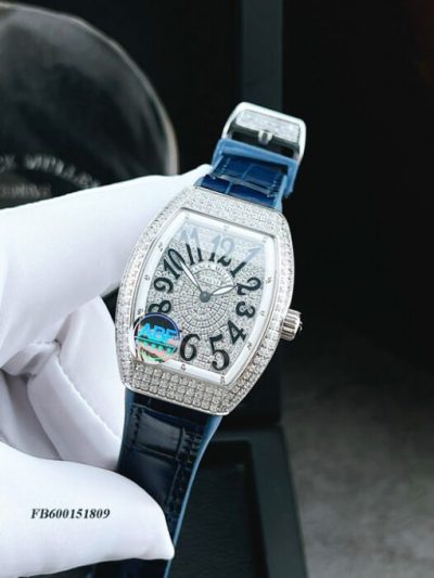 Đồng hồ nữ Franck Muller V32 ABF máy Thụy Sĩ dây da xanh siêu cấp