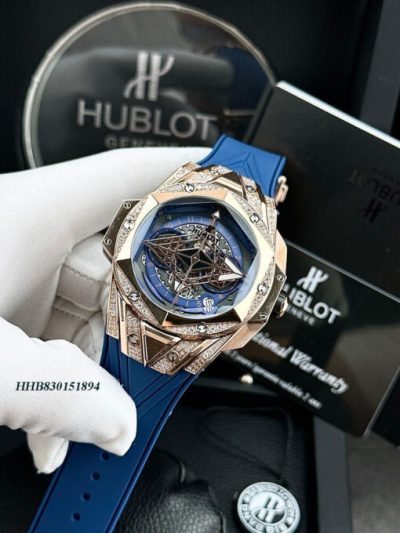 đồng hồ hublot nam cơ Big Bang Bleu II xanh cao cấp