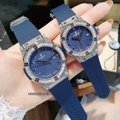 Đồng hồ Hublot Cặp Genever Chronograph 582888 màu xanh cao cấp