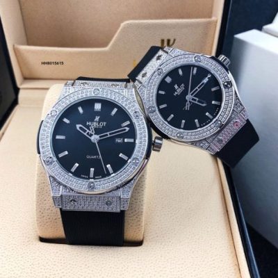 Đồng hồ Cặp Hublot Genever Chronograph 582888 Siêu Cấp đính đá full viền