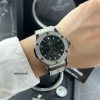 Đồng hồ Hublot Cặp Máy cơ đính đá dây cao su bọc da xanh cao cấp