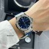 Đồng hồ Hublot Cặp Máy cơ đính đá dây cao su bọc da xanh cao cấp